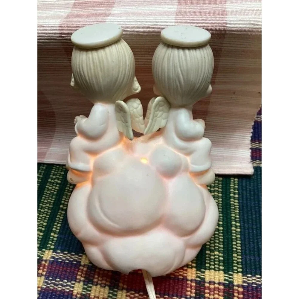 Precious Moments My Guardian Angels Ceramic Night Light 1984 Nursery Decor